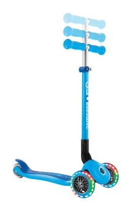 Самокат GLOBBER серии PRIMO FOLDABLE LIGHTS, голубой, колеса с подсветкой, 50кг, 3+