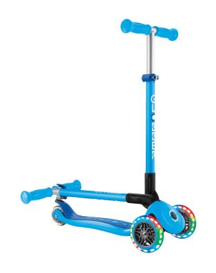 Самокат GLOBBER серии PRIMO FOLDABLE LIGHTS, голубой, колеса с подсветкой, 50кг, 3+
