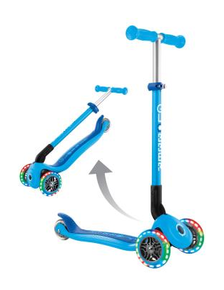 Самокат GLOBBER серии PRIMO FOLDABLE LIGHTS, голубой, колеса с подсветкой, 50кг, 3+