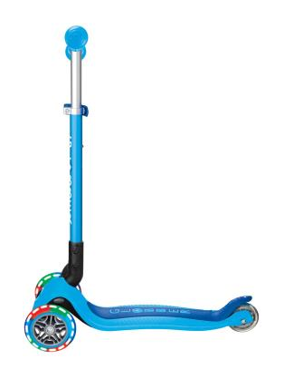 Самокат GLOBBER серии PRIMO FOLDABLE LIGHTS, голубой, колеса с подсветкой, 50кг, 3+