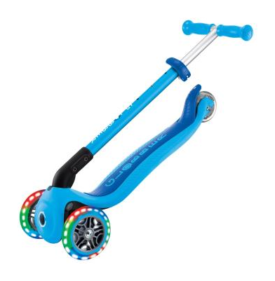 Самокат GLOBBER серии PRIMO FOLDABLE LIGHTS, голубой, колеса с подсветкой, 50кг, 3+