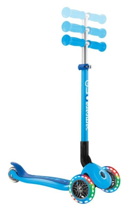 Самокат GLOBBER серії PRIMO FOLDABLE LIGHTS, блакитний, колеса з підсвіткою, 50кг, 3+, укр, укр