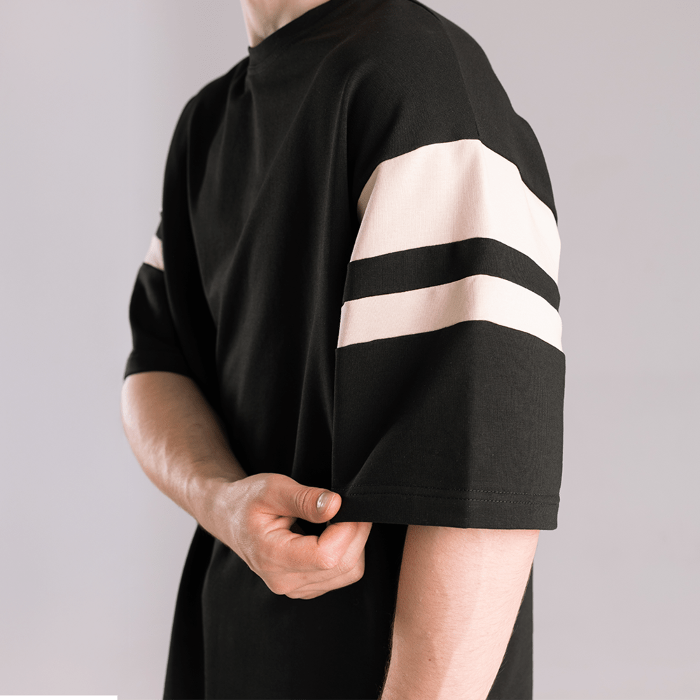 Чоловічий літній комплект шорти і футболка чорний вільного крою Pobedov Flow, укр, укр