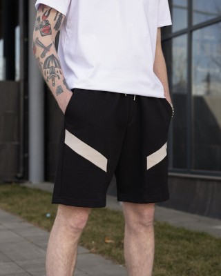 Мужские черные шорты прямого кроя весна/лето Pobedov Hype