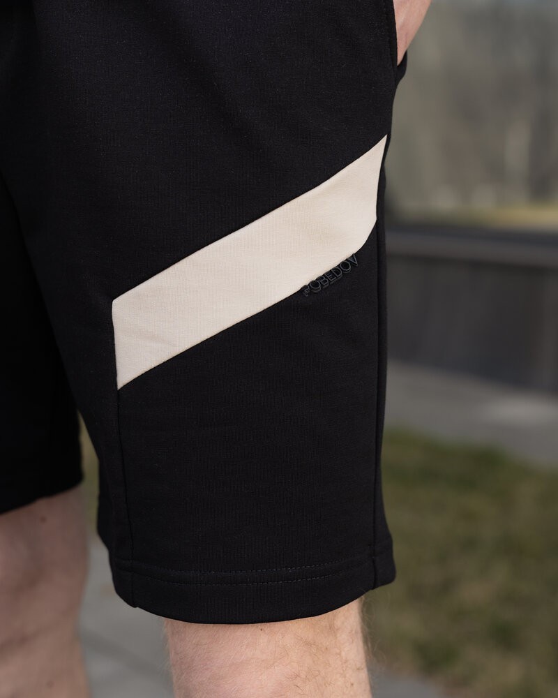 Мужские черные шорты прямого кроя весна/лето Pobedov Hype