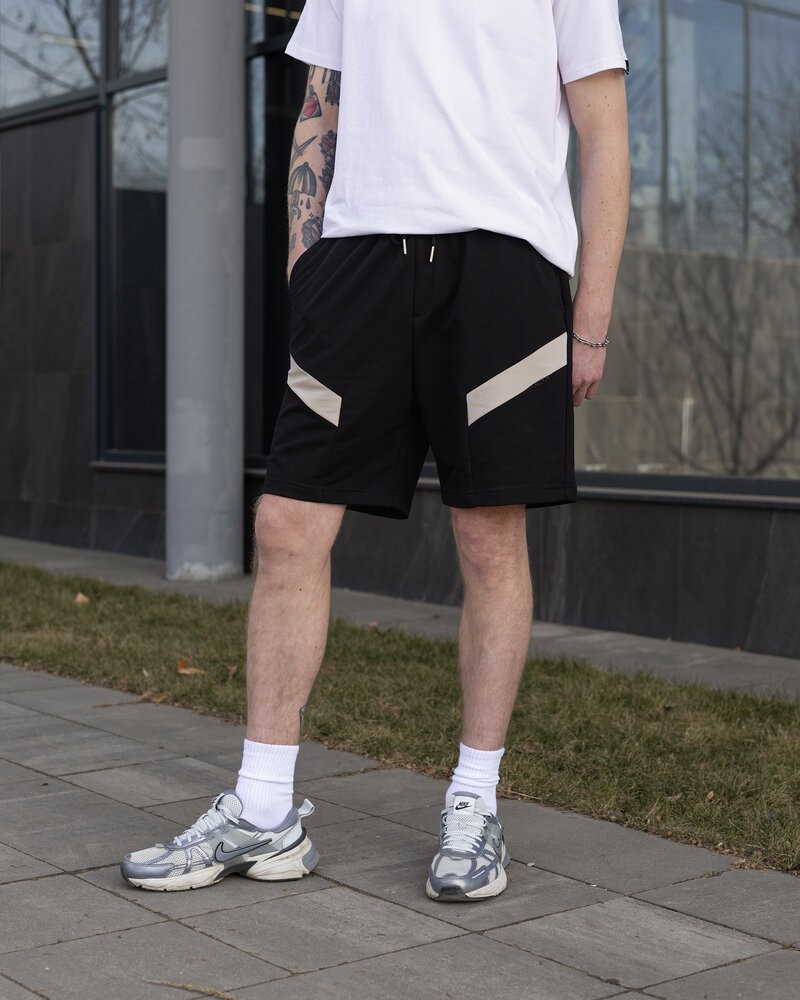 Мужские черные шорты прямого кроя весна/лето Pobedov Hype