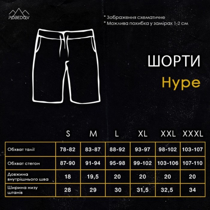 Чоловічі чорні шорти прямого крою весна/літо Pobedov Hype, укр, укр