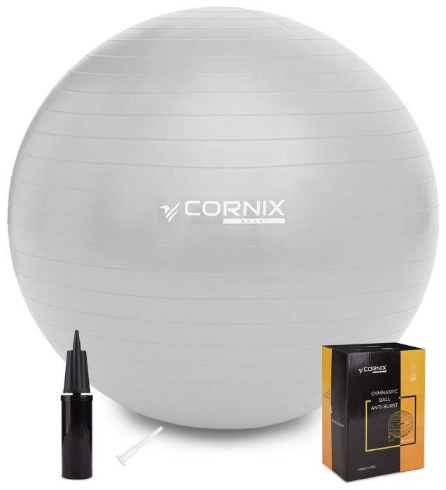 М'яч для фітнесу (фітбол) Cornix 85 см Anti-Burst XR-0368 Silver