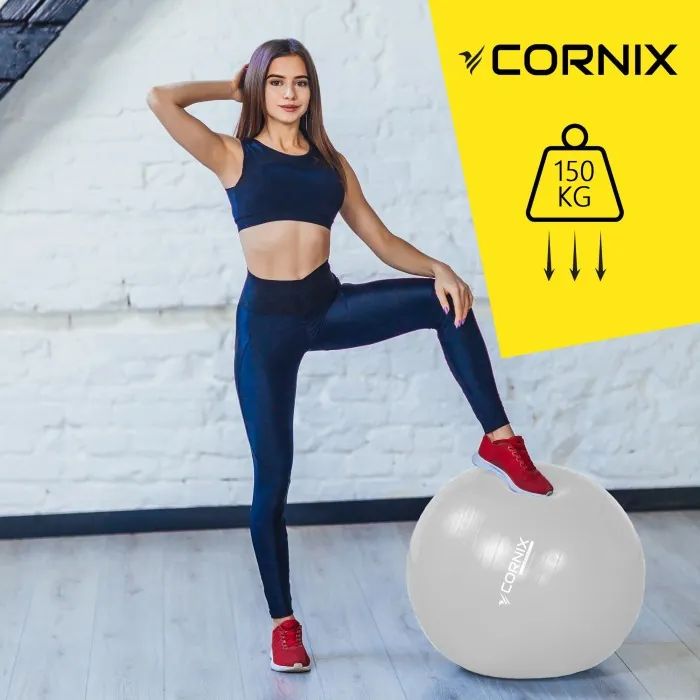 М'яч для фітнесу (фітбол) Cornix 85 см Anti-Burst XR-0368 Silver
