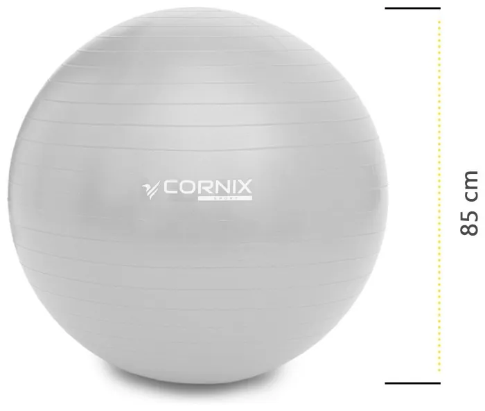 М'яч для фітнесу (фітбол) Cornix 85 см Anti-Burst XR-0368 Silver