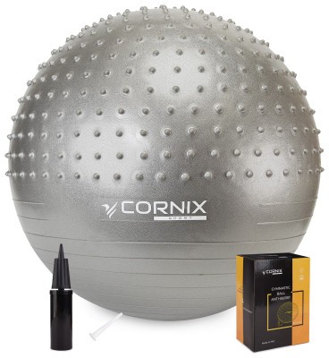 М'яч для фітнесу (фітбол) Cornix 55 см напівмасажний Anti-Burst XR-0463 Silver