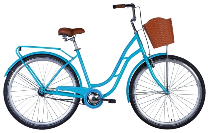 Велосипед ST 28" Dorozhnik OBSIDIAN гальмівна рама- з багажником задн St з кошиком Pl з крилом St 2024 (голубий), укр, укр