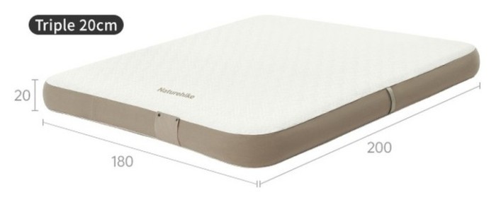 Самонадувний матрац, трьохмісний, із вбудованою помпою Naturehike CNK2450WS040, 250 мм, сірий