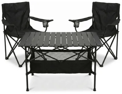 Комплект туристичний - стіл LEOBRO 93x55x50 см та 2 крісла Lite Black