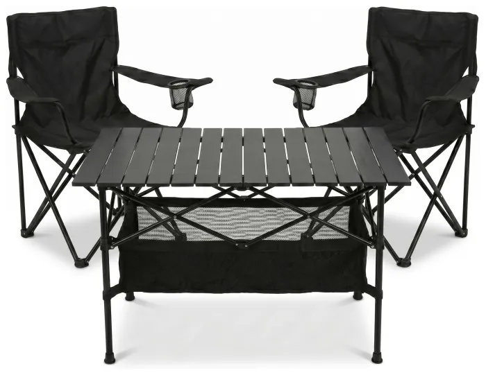 Комплект туристичний - стіл LEOBRO 93x55x50 см та 2 крісла Lite Black