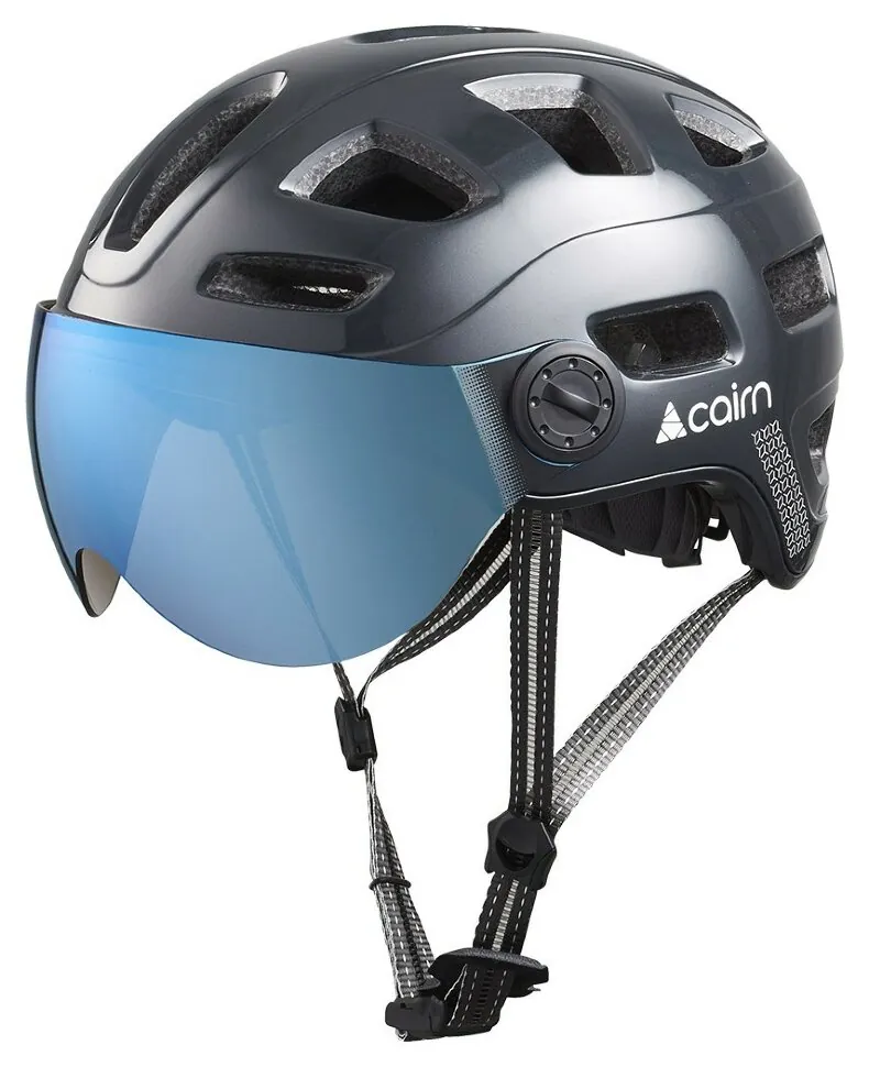 Велошлем Cairn Quartz Visor LED USB shiny shadow (52-58)