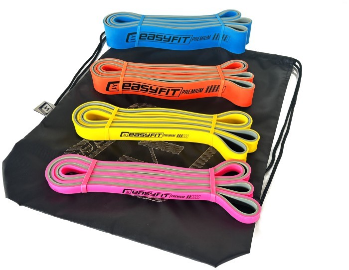 Набор двухслойных резинок для подтяжки EasyFit Premium 7-63 кг (4 шт)