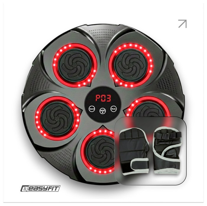 Боксерський тренажер EasyFit настінний  музичний з підсвіткою, укр, укр