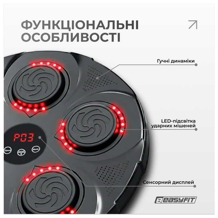 Боксерский тренажер EasyFit настенный музыкальный с подсветкой