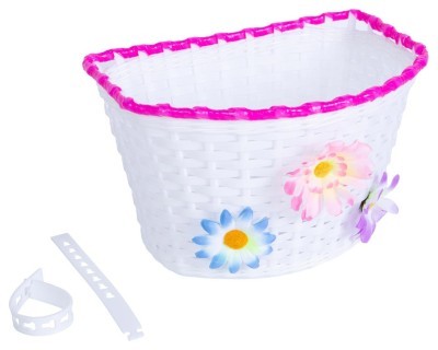 Кошик Пластик з кріпленням на кермо/виніс 16-20" 150*165*235 мм без стійки BRAVVOS FL-BS22-02 білий з рожевим