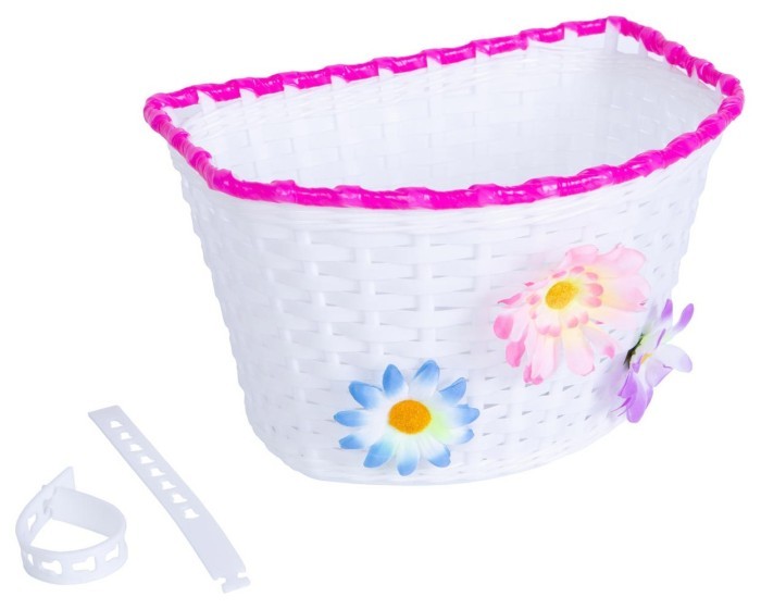 Кошик Пластик з кріпленням на кермо/виніс 16-20" 150*165*235 мм без стійки BRAVVOS FL-BS22-02 білий з рожевим, укр, укр