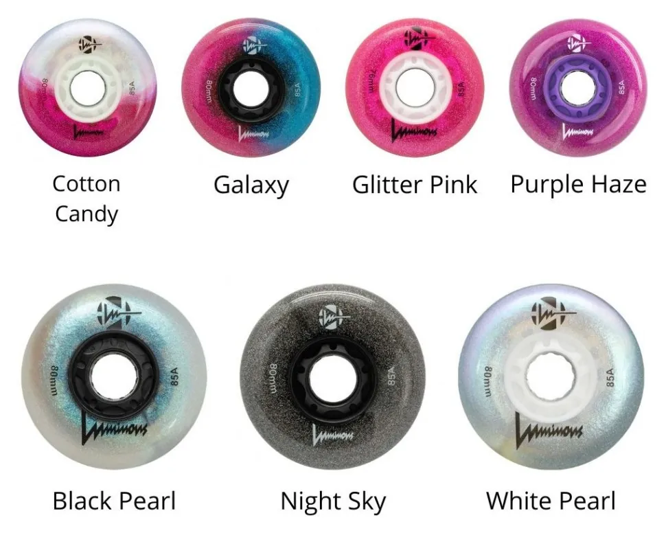 Світяшки з блискітками для роликів FR Skates Luminous LED Glitter (4шт) (72)