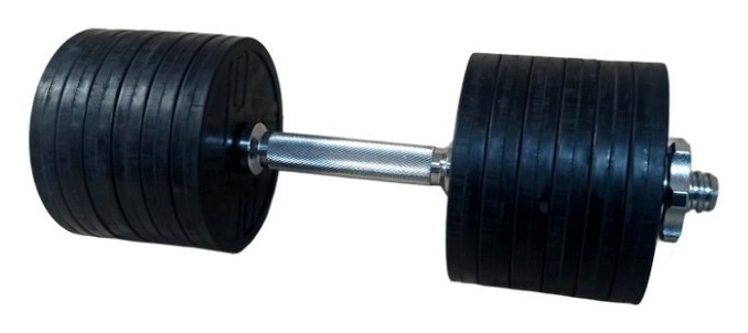 Розпродаж! Обгумована гантель 16 кг (гриф 42 см + 12х1.25 диски)