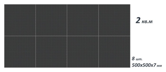 Комплект защитного покрытия из литой резины под скамью, штангу, гантели, 1х2 м.