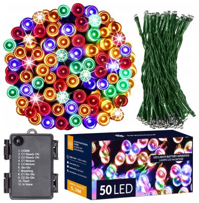 Гирлянда на батарейках Springos 5 м 50 LED 8 режимов CL4107 Mix