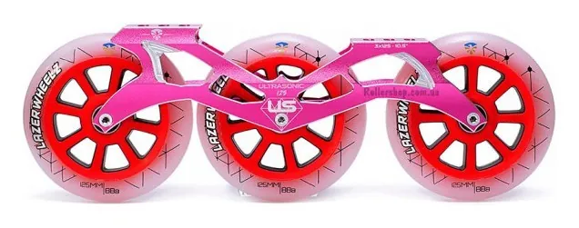 Триколісний сет для роликів FE Ultrasonic 125 mm Lazerwheelz рожевий