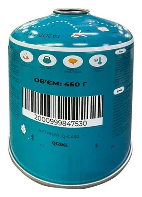 Газовый баллон резьбовой бутановый Quest, 450гр