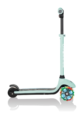 Електросамокат GLOBBER серії E-MOTION 4 пастельно-м'ятний, колеса з підсвіткою, 50кг, 6+, 3 колеса