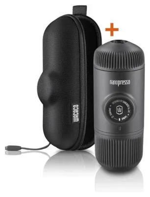Портативна еспресо-кавоварка Wacaco Nanopresso сіра з чохлом, механічна, для меленої кави