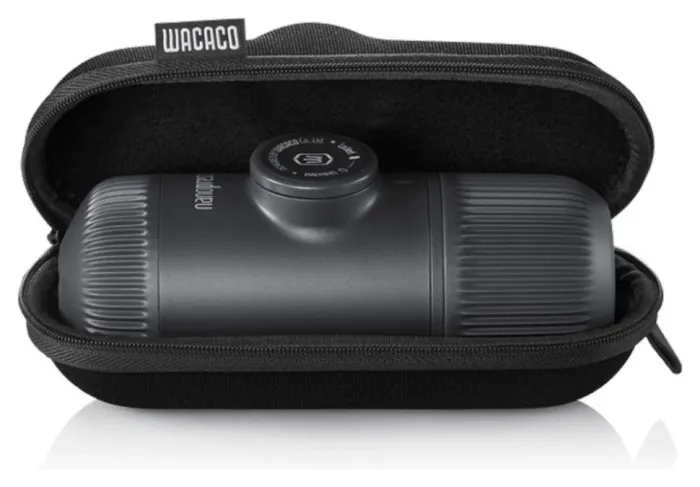 Портативна еспресо-кавоварка Wacaco Nanopresso сіра з чохлом, механічна, для меленої кави