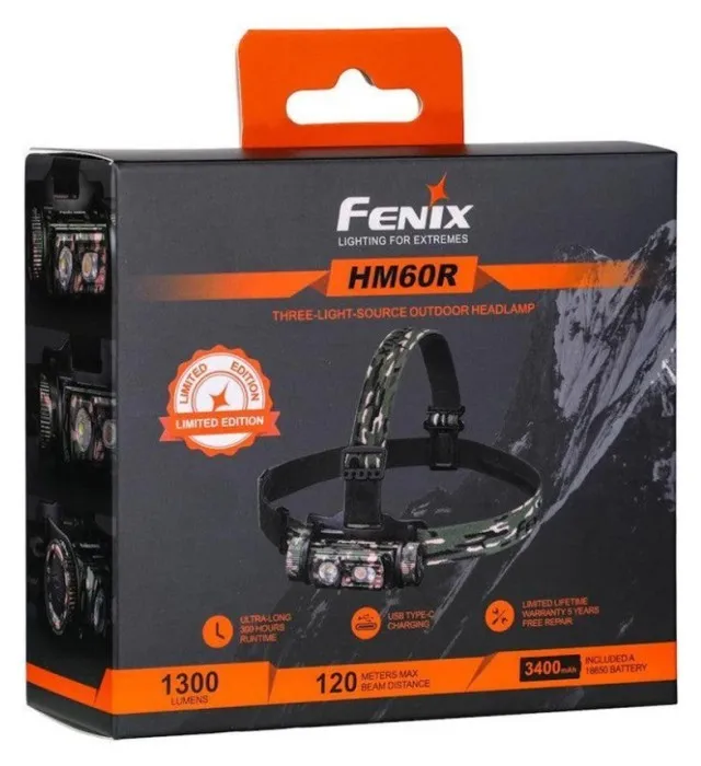 Фонарь налобный Fenix HM60R, камуфляж | Лимитированная серия
